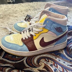 Jordan Women's Sneakers - Blue, Yellow, Brown